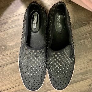 Michael Kors Black Studded Slip-On Sneakers